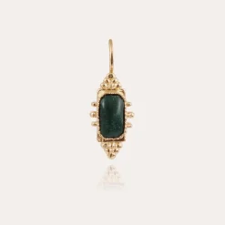 Gas Bijoux Serti Talisman earrings small size gold - Green Jasper^Femme Boucles D'oreilles