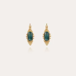 Gas Bijoux Serti Talisman earrings small size gold - Blue Apatite^Femme Boucles D'oreilles