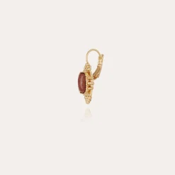 Gas Bijoux Serti Talisman earrings small size gold - Red Jasper^Femme Boucles D'oreilles