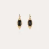 Gas Bijoux Serti Talisman earrings small size gold - Black Basalt^Femme Boucles D'oreilles|Boucles D'oreilles