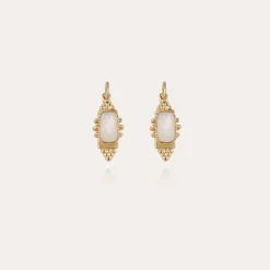 Gas Bijoux Serti Talisman small size gold - White Mother-of-pearl^Femme Boucles D'oreilles