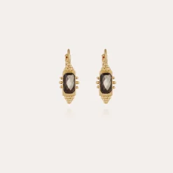 Gas Bijoux Serti Talisman small size gold - Grey Mother-of-pearl^Femme Boucles D'oreilles