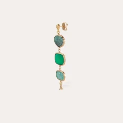 Gas Bijoux Silene earrings gold - Blue Apatite, Green Onyx & Amazonite^Femme Boucles D'oreilles