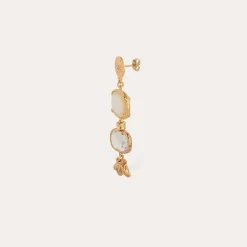 Gas Bijoux Silene earrings gold - White Mother-of-pearl & Crystal^Femme Boucles D'oreilles