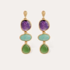Gas Bijoux Silene earrings large size gold - Amethyst, & Serpentine^Femme Boucles D'oreilles