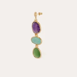Gas Bijoux Silene earrings large size gold - Amethyst, & Serpentine^Femme Boucles D'oreilles