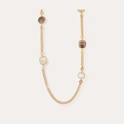 Gas Bijoux Silene long necklace gold - Grey & White Mother-of-pearl^Femme Sautoirs