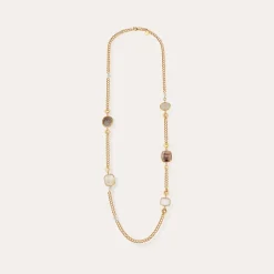 Gas Bijoux Silene long necklace gold - Grey & White Mother-of-pearl^Femme Sautoirs