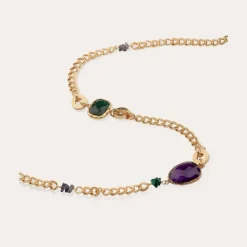 Gas Bijoux Silene long necklace gold - Blue Apatite, Amethyst, & Serpentine^Femme Sautoirs