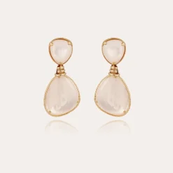 Gas Bijoux Silia earrings gold - White Mother-of-pearl^Femme Boucles D'oreilles