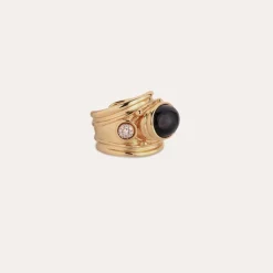 Gas Bijoux Simone ring gold - Black Basalte & Zirconia^Femme Bagues