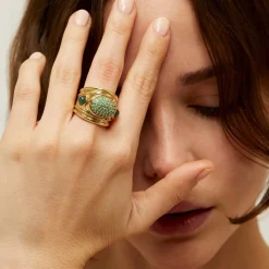 Gas Bijoux Simone ring gold - Emerald - Capsule The Precisous^Femme Bagues