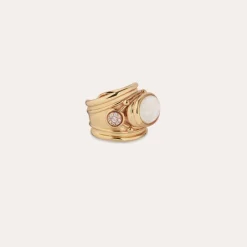 Gas Bijoux Simone ring gold - Strass & Mother-of-pearl^Femme Bagues