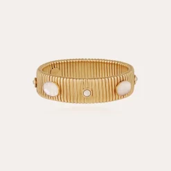 Gas Bijoux Strada bracelet medium size gold - White Mother-of-pearl & strass^Femme Bracelets