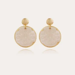 Gas Bijoux Sun Diva earrings large size gold - White Mother-of-pearl^Femme Boucles D'oreilles
