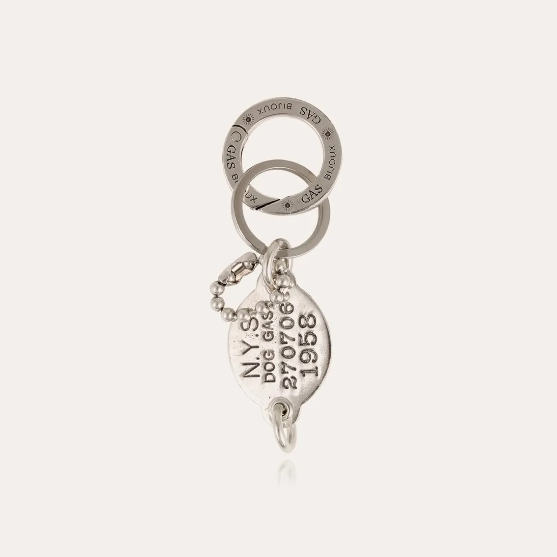 Gas Bijoux Tag key ring silver^ Broches & Porte-clefs