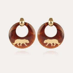 Gas Bijoux Tiger earrings acetate gold - Brown^Femme Boucles D'oreilles|Boucles D'oreilles