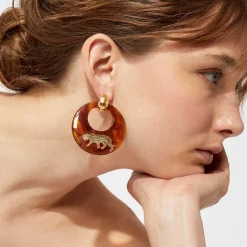 Gas Bijoux Tiger earrings acetate gold - Brown^Femme Boucles D'oreilles|Boucles D'oreilles