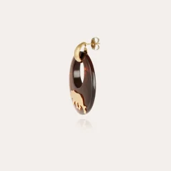 Gas Bijoux Tiger earrings acetate gold - Brown^Femme Boucles D'oreilles|Boucles D'oreilles