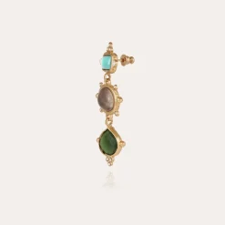 Gas Bijoux Tiki 3 earrings gold - Turquoise, Grey Marble &^Femme Boucles D'oreilles