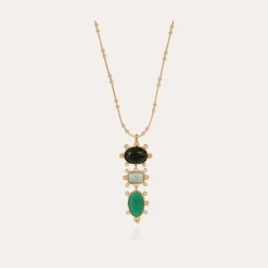 Gas Bijoux Tiki 3 rows necklace gold - Amazonite & Aventurine^Femme Colliers