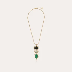 Gas Bijoux Tiki 3 rows necklace gold - Amazonite & Aventurine^Femme Colliers