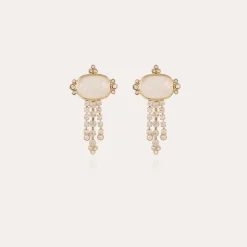 Gas Bijoux Tiki earrings gold - White Mother-of-pearl^Femme Boucles D'oreilles