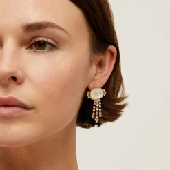 Gas Bijoux Tiki earrings gold - White Mother-of-pearl^Femme Boucles D'oreilles