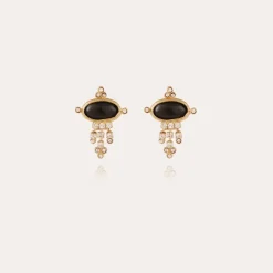 Gas Bijoux Tiki earrings small size gold - Black Basalt^Femme Boucles D'oreilles