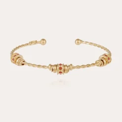 Gas Bijoux Torsade 3 strass bangle bracelet small size gold^Femme Bracelets