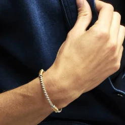 Gas Bijoux Torsade bracelet large size bicolore^Homme Bracelets Homme|Joncs Homme