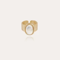 Gas Bijoux Totem Ovo ring large size gold - White Mother-of-pearl^Femme Bagues
