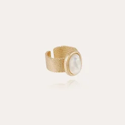 Gas Bijoux Totem Ovo ring large size gold - White Mother-of-pearl^Femme Bagues