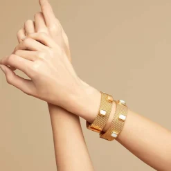 Gas Bijoux Totem Stones bracelet large size gold - White Mother-of-pearl^Femme Bracelets