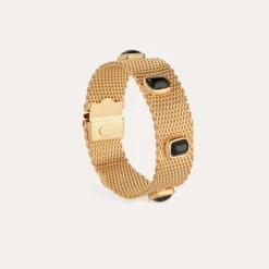 Gas Bijoux Totem stones bracelet large size gold - Black Basalt^Femme Bracelets