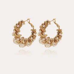 Gas Bijoux Tourbillon strass hoop earrings large size gold^Femme Boucles D'oreilles