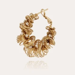 Gas Bijoux Tourbillon strass hoop earrings small size gold^Femme Boucles D'oreilles