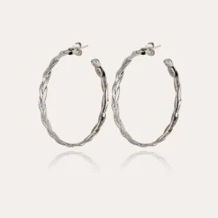 Gas Bijoux Tresse hoop earrings medium size silver^Femme Boucles D'oreilles|Bijoux Argentés