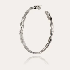 Gas Bijoux Tresse hoop earrings medium size silver^Femme Boucles D'oreilles|Bijoux Argentés