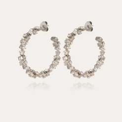 Gas Bijoux Trevise hoop earrings rhodium finish^Femme Boucles D'oreilles