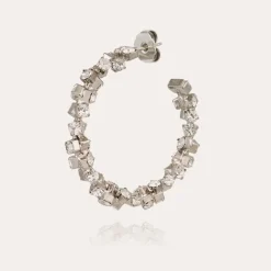 Gas Bijoux Trevise hoop earrings rhodium finish^Femme Boucles D'oreilles