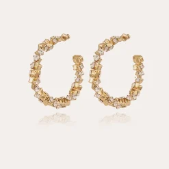 Gas Bijoux Trevise strass hoop earrings gold^Femme Boucles D'oreilles