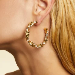Gas Bijoux Trevise strass hoop earrings gold^Femme Boucles D'oreilles