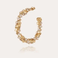 Gas Bijoux Trevise strass hoop earrings gold^Femme Boucles D'oreilles