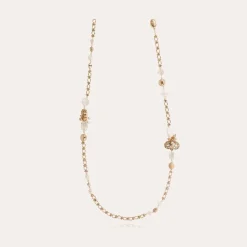 Gas Bijoux Victorien long necklace gold - White Mother-of-pearl^Femme Sautoirs