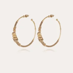 Gas Bijoux Zizanie strass hoop earrings gold^Femme Boucles D'oreilles